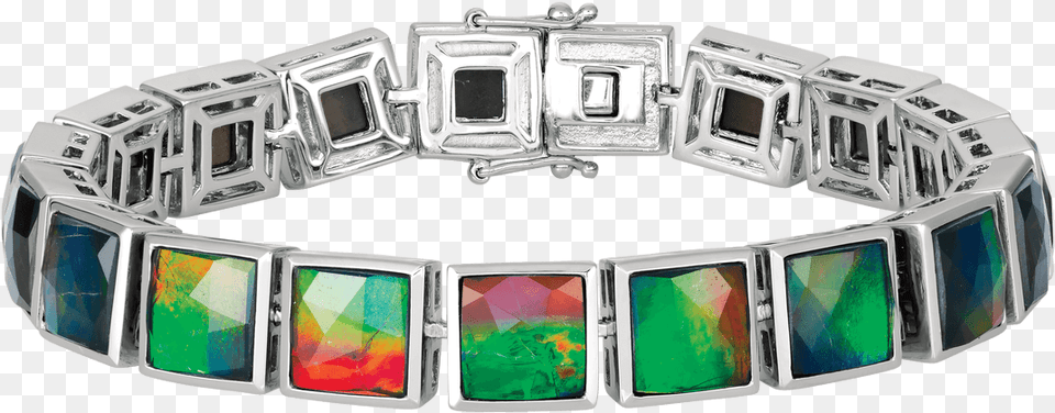 Shira Sterling Silver Square Cut Bracelet By Korite Ammolite Bracelet, Accessories, Jewelry, Gemstone, Camera Png