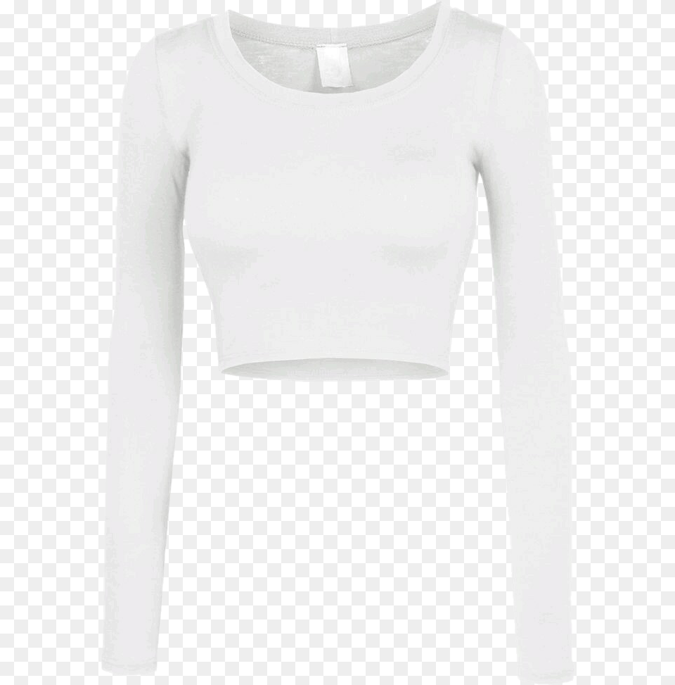 Shirt Croptop Crop White Longsleeve Longsleeves Longsle White Long Sleeve Crop Top, Clothing, Long Sleeve, T-shirt, Knitwear Png Image