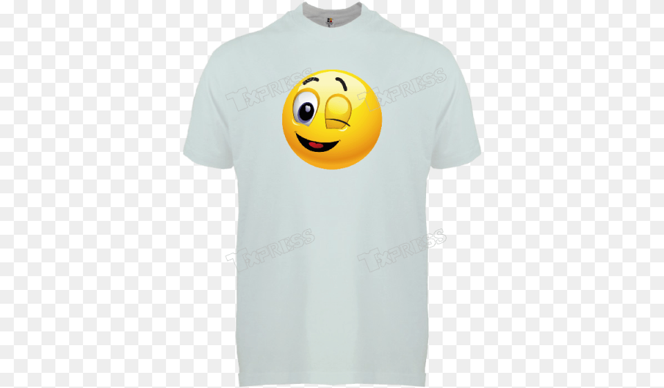 Shirt Emoji Wink White Smiley, Clothing, T-shirt Png Image