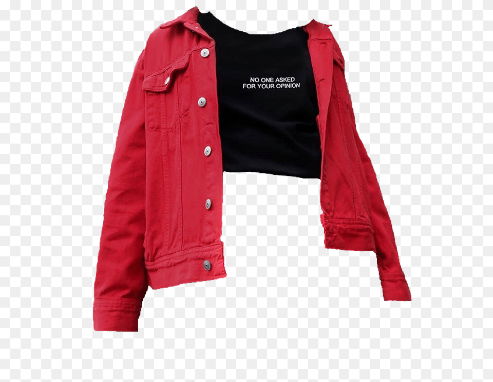 Shirt Grunge Red Black Croptop Jacket Moodboard Leather Jacket, Clothing, Coat, Blazer, Leather Jacket Free Png