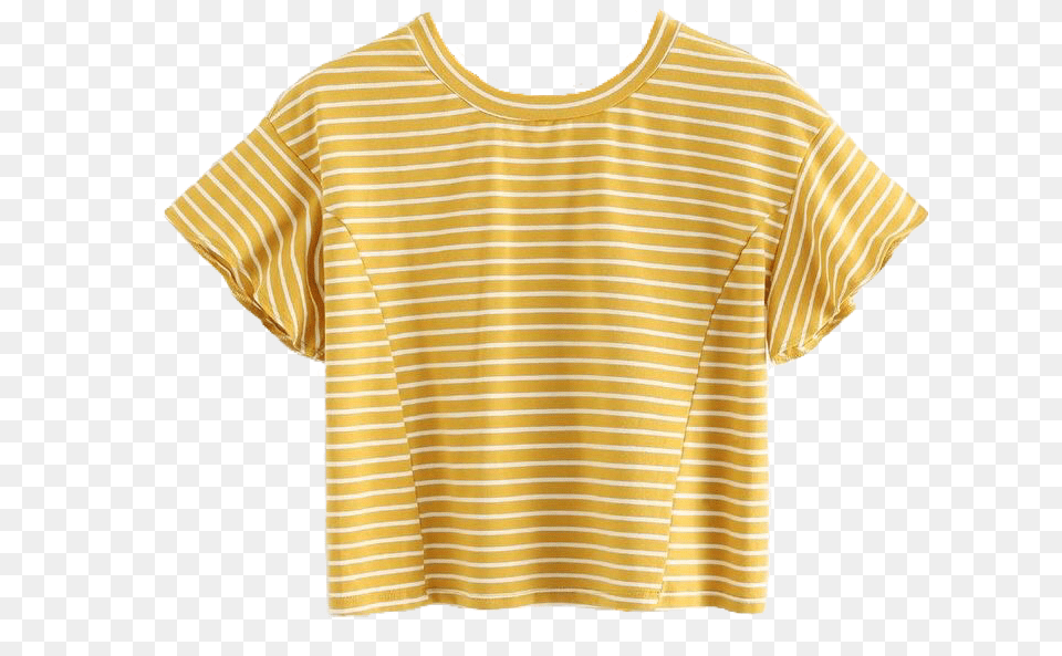 Shirt Stripes Yellow Croptop Cute Aesthetic Transparent Aesthetic Shirt, Clothing, T-shirt, Blouse Png Image