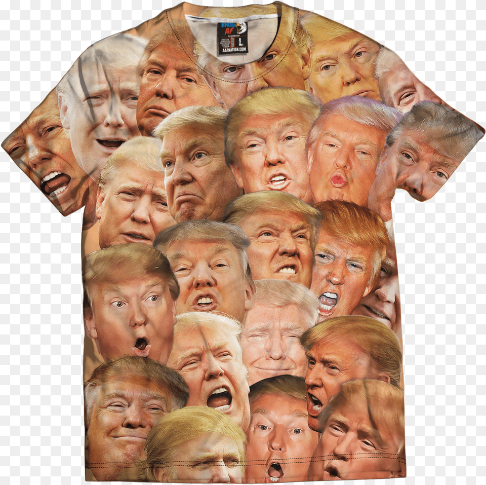Shirt With Trump Faces, T-shirt, Clothing, Art, Collage Free Png