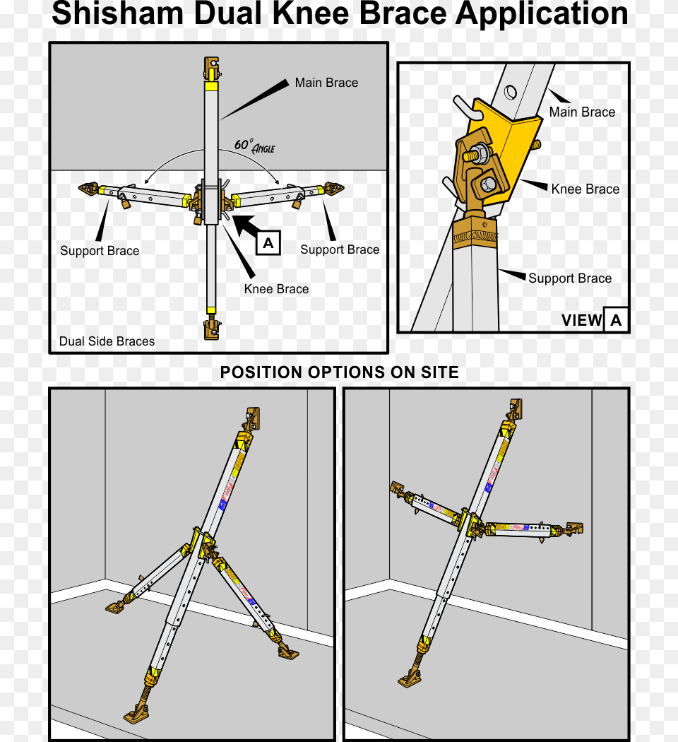 Shisham Knee Brace System Diagram, Construction, Construction Crane, Bow, Weapon Free Png Download