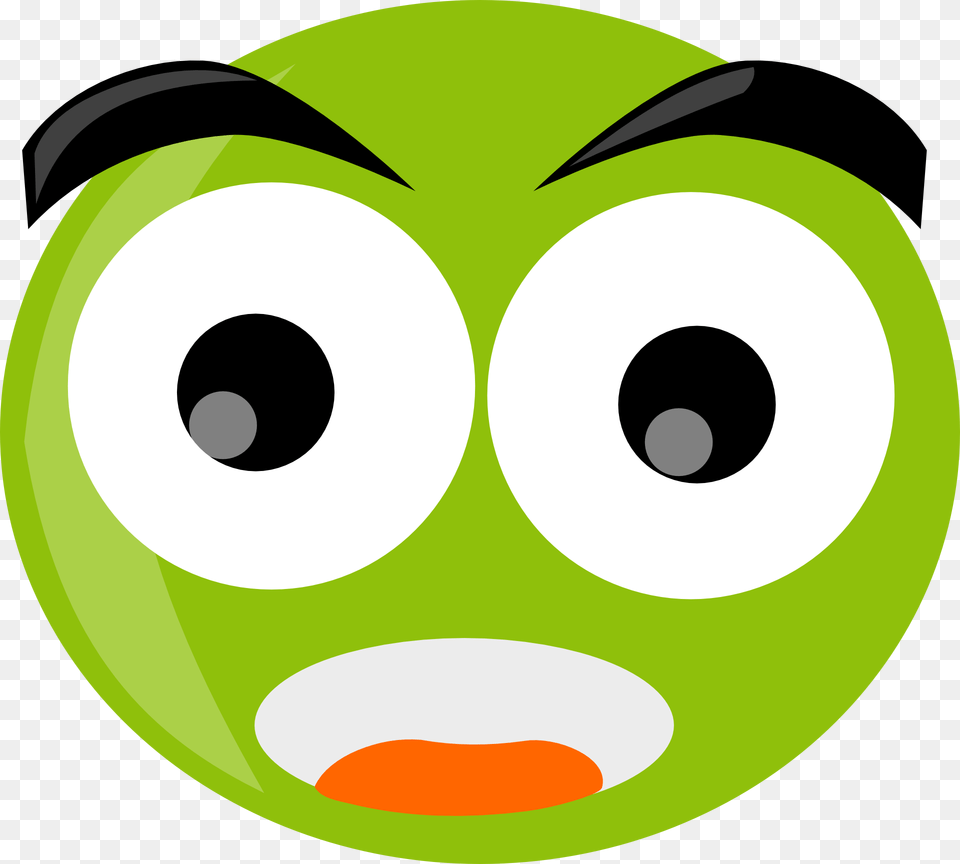 Shocked Face Smiley Surprised Face Clipart Green, Disk Free Png Download