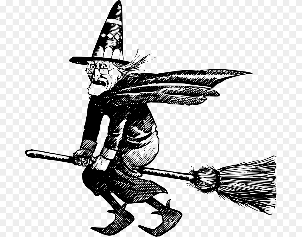 Shocked Witch Illustration, Gray Png