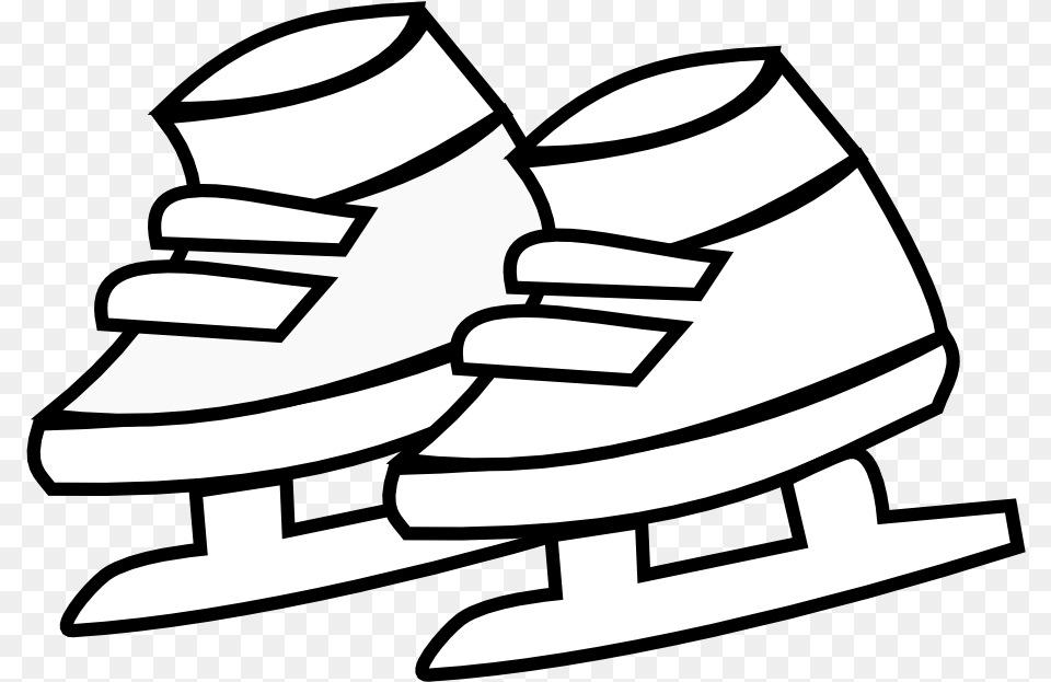 Shoe Clipart Black Kid Skates Cartoon Black And White, Clothing, Footwear, Sneaker Png