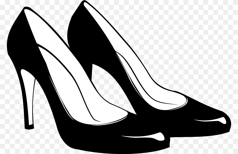 Shoe High Heeled Footwear Stiletto Heel Clip Art High Heels Clipart Black And White, Clothing, High Heel, Smoke Pipe Png Image