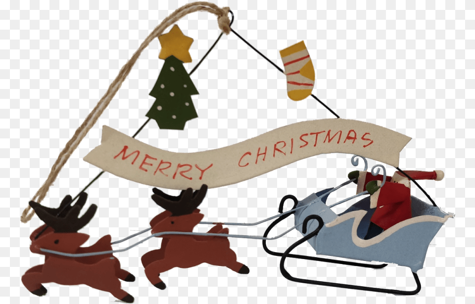 Shoeless Joe Santa On Blue Sleigh Christmas Decoration Illustration, Outdoors, Nature, Baby, Person Png Image