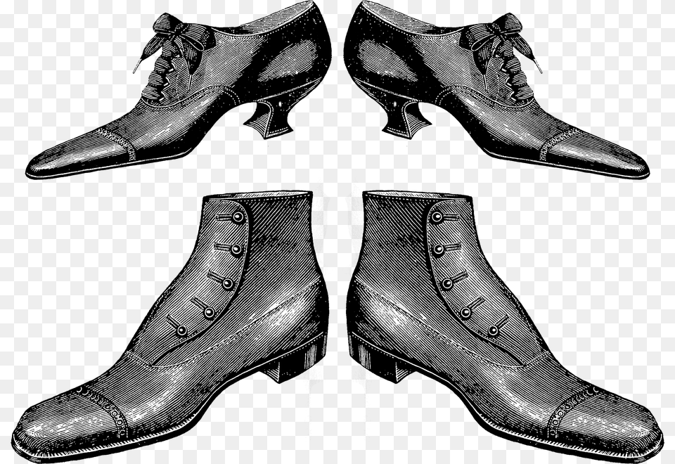 Shoes Man Woman Victorian Era Vintage Clip Shoe, Gray Free Transparent Png