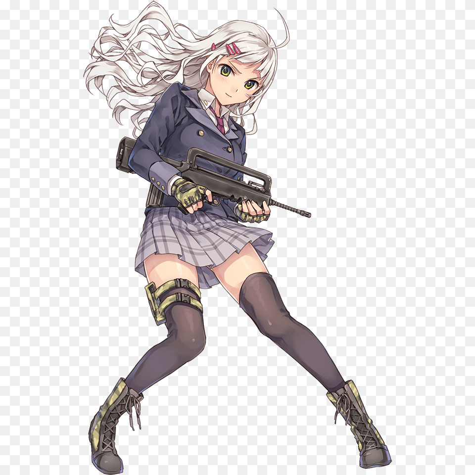Shooting Girl Wikia Anime Girl With Famas, Book, Publication, Comics, Adult Free Png Download