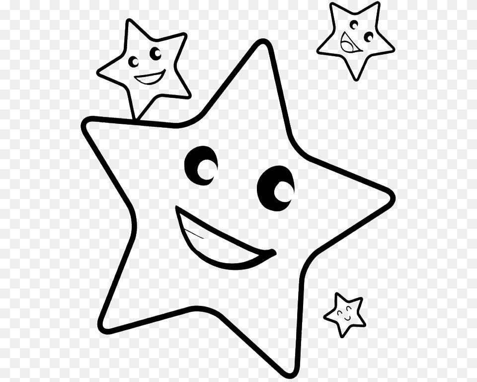 Shooting Star Line Drawing Smiling Star Clipart Black And White, Star Symbol, Symbol Free Png