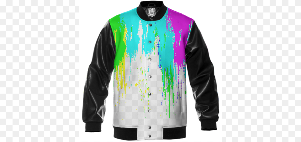 Shop 80s Retro Paint Drip Splatter Varsity Jacket By Ugly Jacket, Clothing, Coat, Knitwear, Sweater Free Png Download