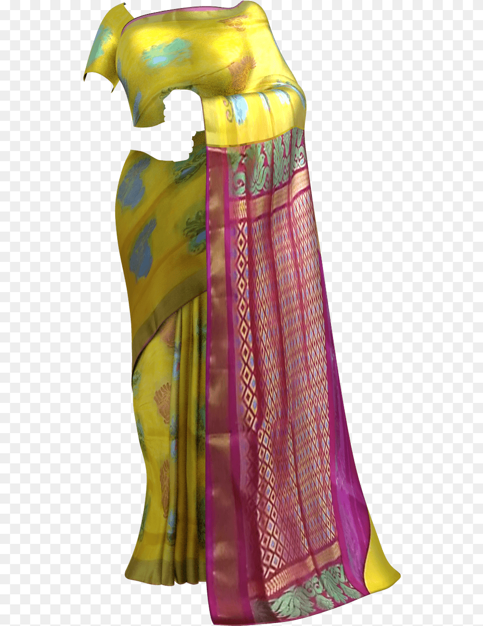 Shop Lemon Yellow With Marron Colored Fancy Designer Paithani Parrot Green Saree, Silk, Adult, Female, Person Free Png