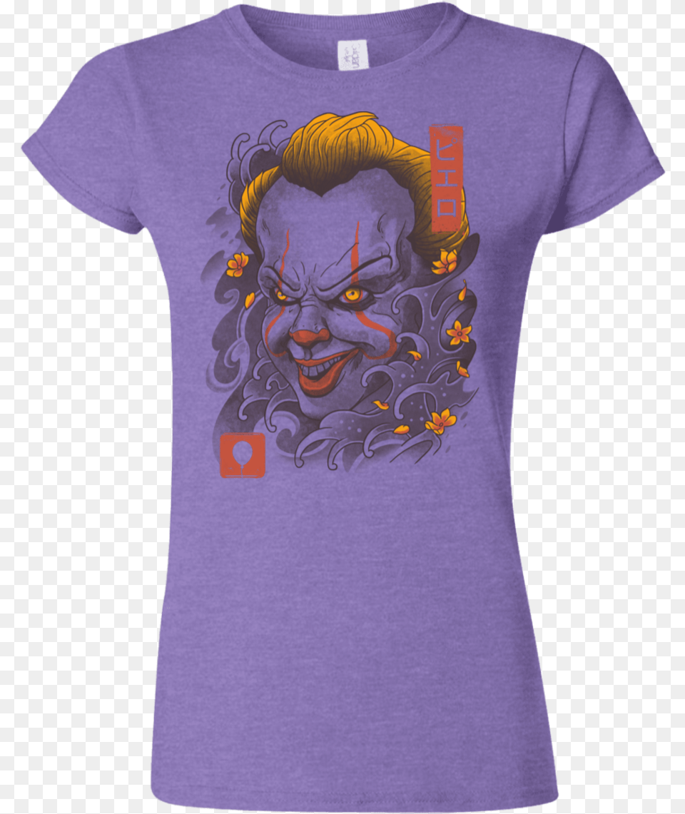 Shop Oni Clown Mask Junior Slimmer Fit T Shirt T Shirt, Clothing, T-shirt, Face, Head Png Image