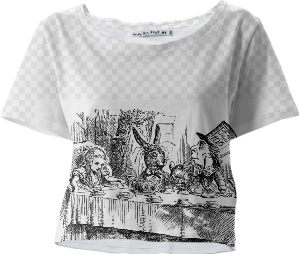 Shop Vintage Alice In Wonderland Mad Hatter And White Chapter Book Black And White, Clothing, T-shirt, Baby, Person Png