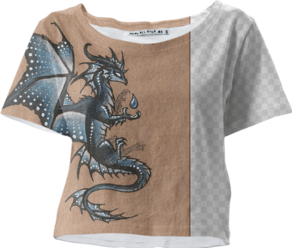 Shop Water Dragon Crop Tee By Deadburd Dragon, Clothing, T-shirt, Person Png