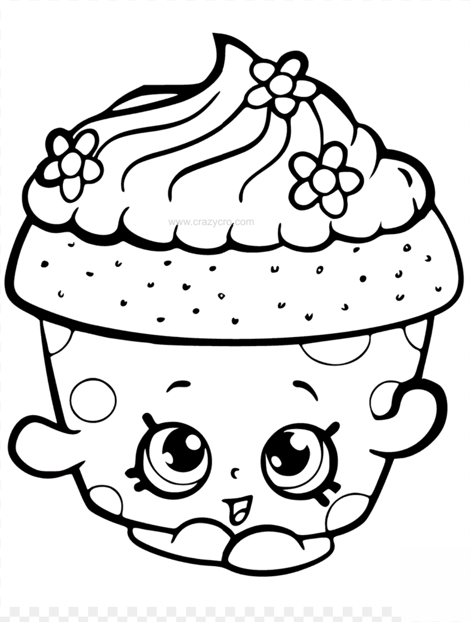 Shopkin Drawing Black And White Clipart Cute Cupcake Coloring Pages, Vegetable, Food, Produce, Nut Free Transparent Png
