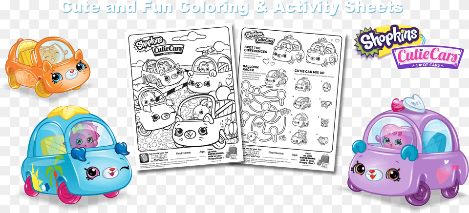 Shopkins Cute Cars Coloring Pages Cartoons Cutie Car Coloring Pages, Book, Publication, Comics, Wheel Png