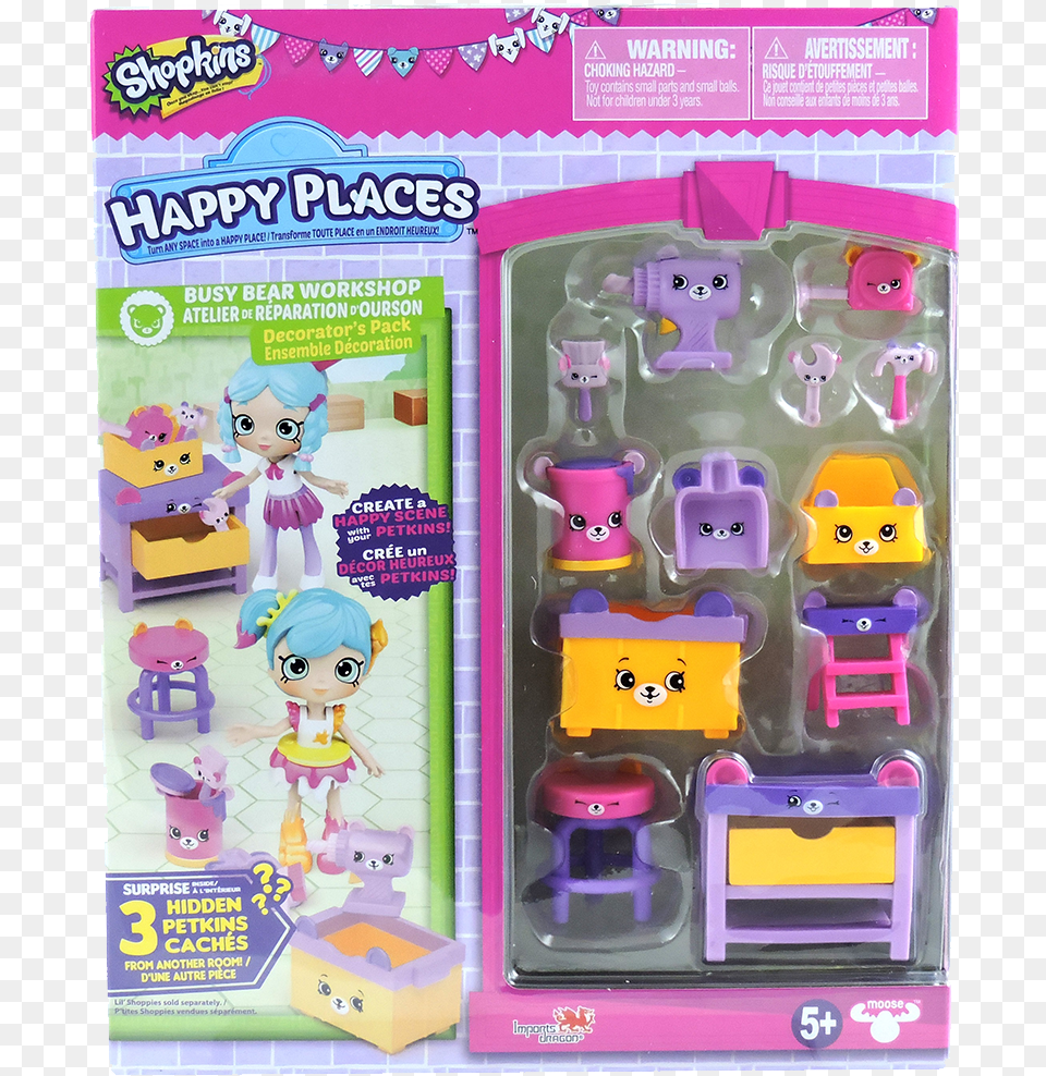 Shopkins Happy Place Busy Bear Workshop, Toy, Doll, Face, Head Free Transparent Png