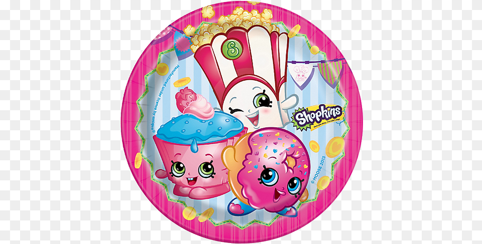 Shopkins Lunch Party Plates Shopkins Round, Birthday Cake, Cake, Cream, Dessert Free Png Download