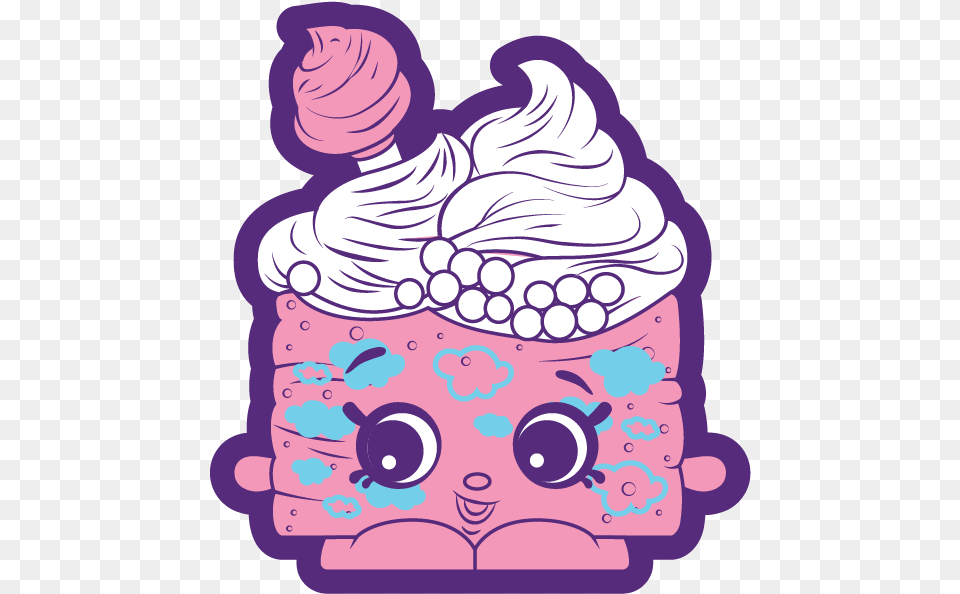 Shopkins Season 9 Flockedn Fluffy Cotton Top Cake Portable Network Graphics, Food, Cream, Dessert, Ice Cream Free Png Download