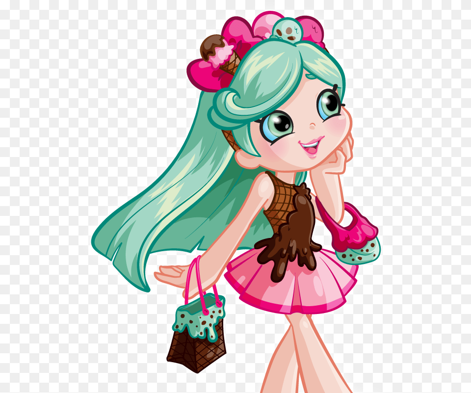 Shopkins Shoppies Peppa Mint Cartoon, Publication, Book, Comics, Woman Png