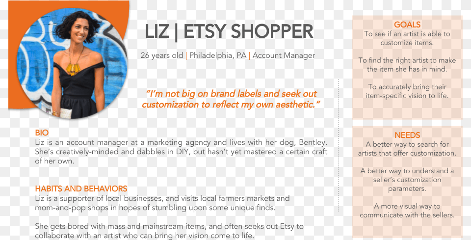 Shopper Liz User Persona For Etsy, Woman, Adult, Advertisement, Poster Png