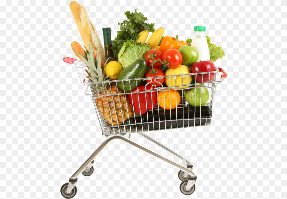 Shopping Cart Supermarke Image Download Searchpng Full Shopping Trolley, Food, Fruit, Produce, Pineapple Png