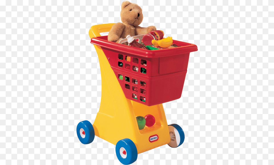 Shopping Cart Transparent Image Little Tikes Shopping Cart, Teddy Bear, Toy, Device, Grass Png