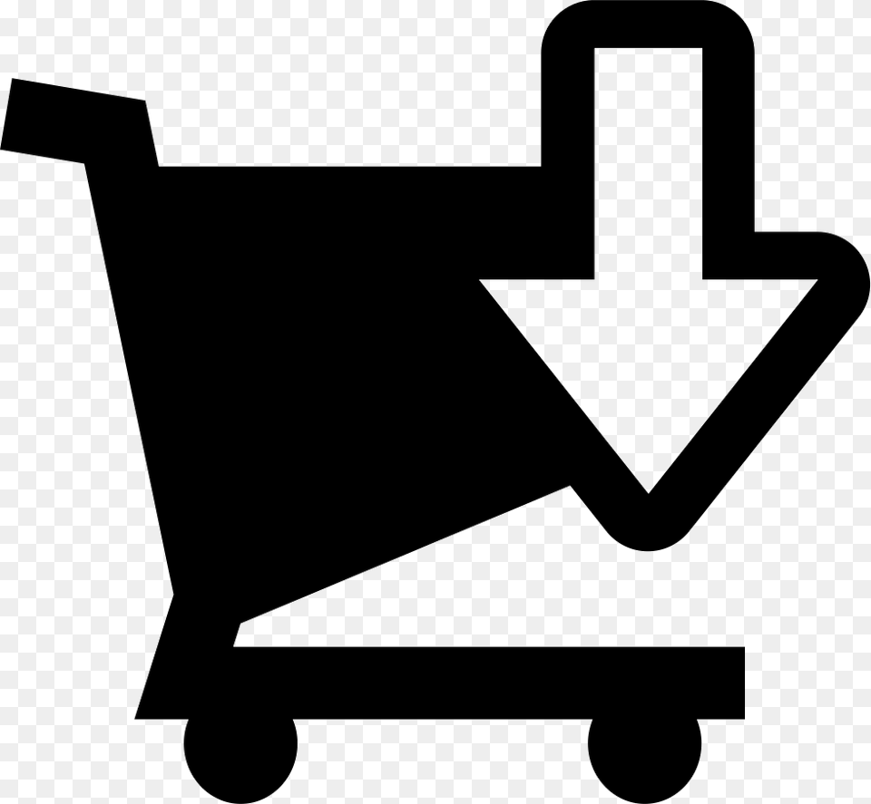 Shopping Cart With Down Arrow E Commerce Symbol Comments Shopping Time Icon, Stencil, Shopping Cart, Device, Grass Png Image