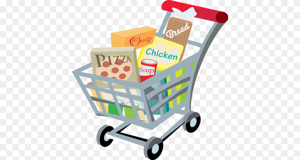 Shopping Cart With Food Clip Art, Shopping Cart, Device, Grass, Lawn Png