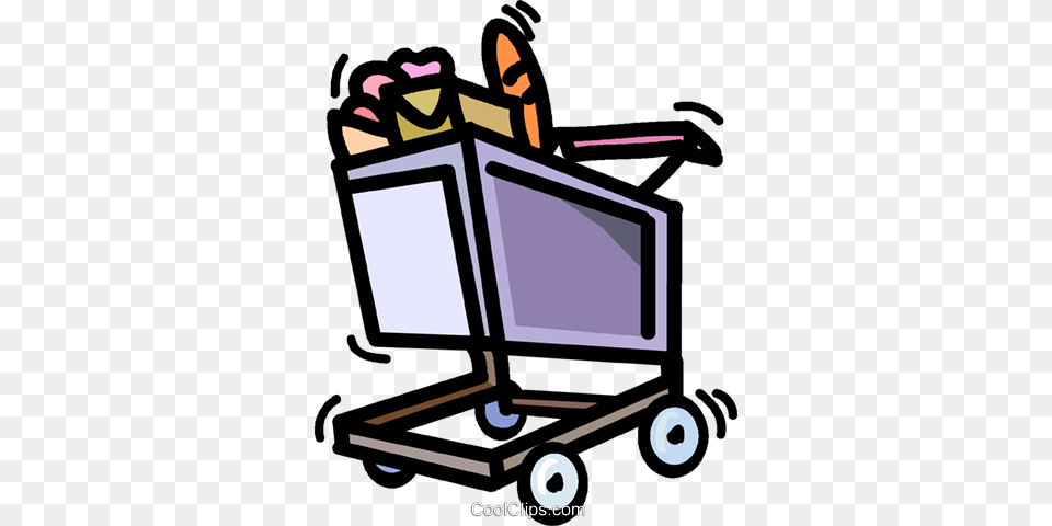 Shopping Cart With Groceries Royalty Vector Clip Art, Device, Grass, Tool, Lawn Free Transparent Png