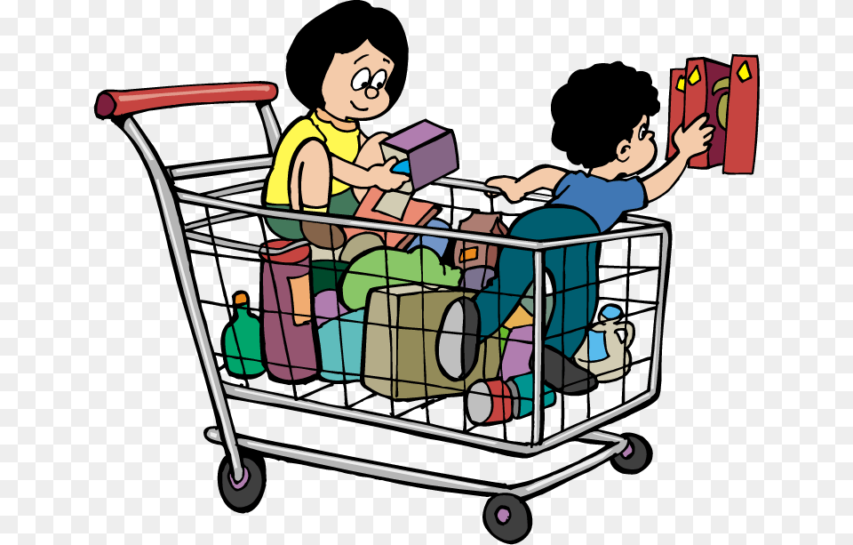 Shopping Cart With Kids Go Shopping Cartoon, Baby, Person, Shopping Cart, Face Png