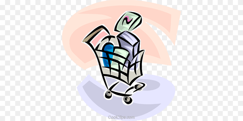 Shopping Cart With Purchased Items Royalty Vector Clip Art, Cleaning, Person, Shopping Cart Free Transparent Png