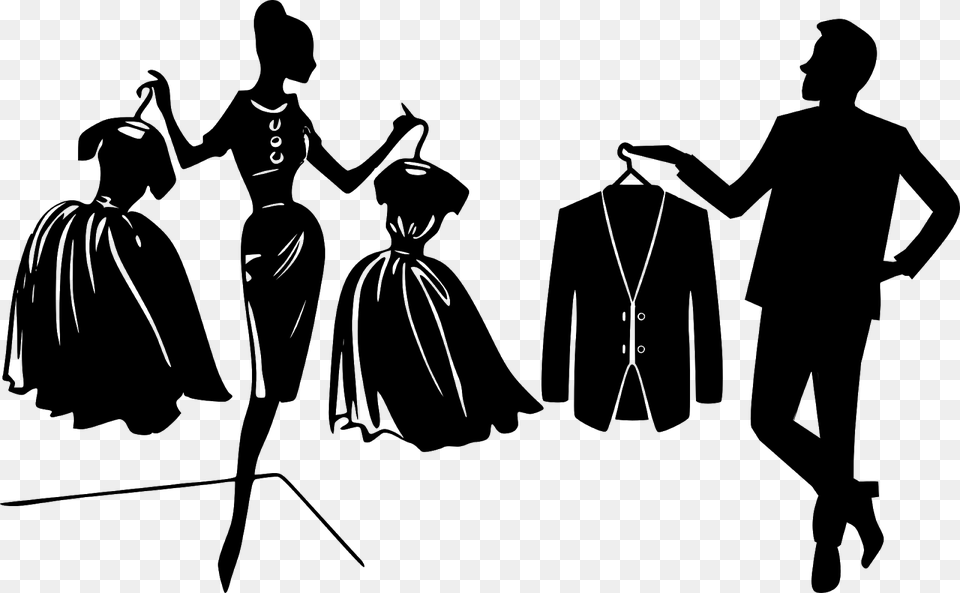 Shopping Dresses Fashion Clothing Shopper Clothes Fashion Shopping Silhouette, Gray Free Png