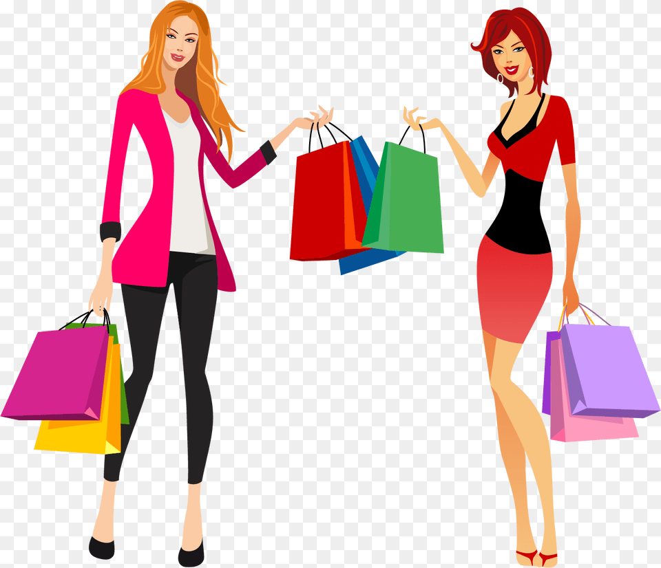Shopping Fashion Clip Art Fashion Shopping Girl Vector, Woman, Adult, Person, Female Png Image