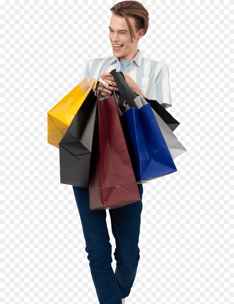 Shopping Man Laughing Photos U0026 Pictures Icons8 Shopping, Bag, Person, Adult, Clothing Free Transparent Png