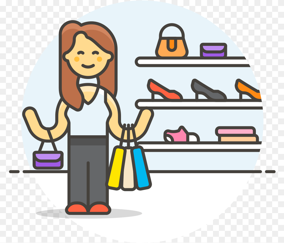 Shopping Shoes Woman Icon Woman Shopping Icon, Accessories, Bag, Handbag, Person Free Png