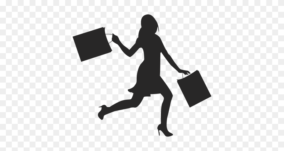 Shopping Woman Icon, Bag, Silhouette, Person Png