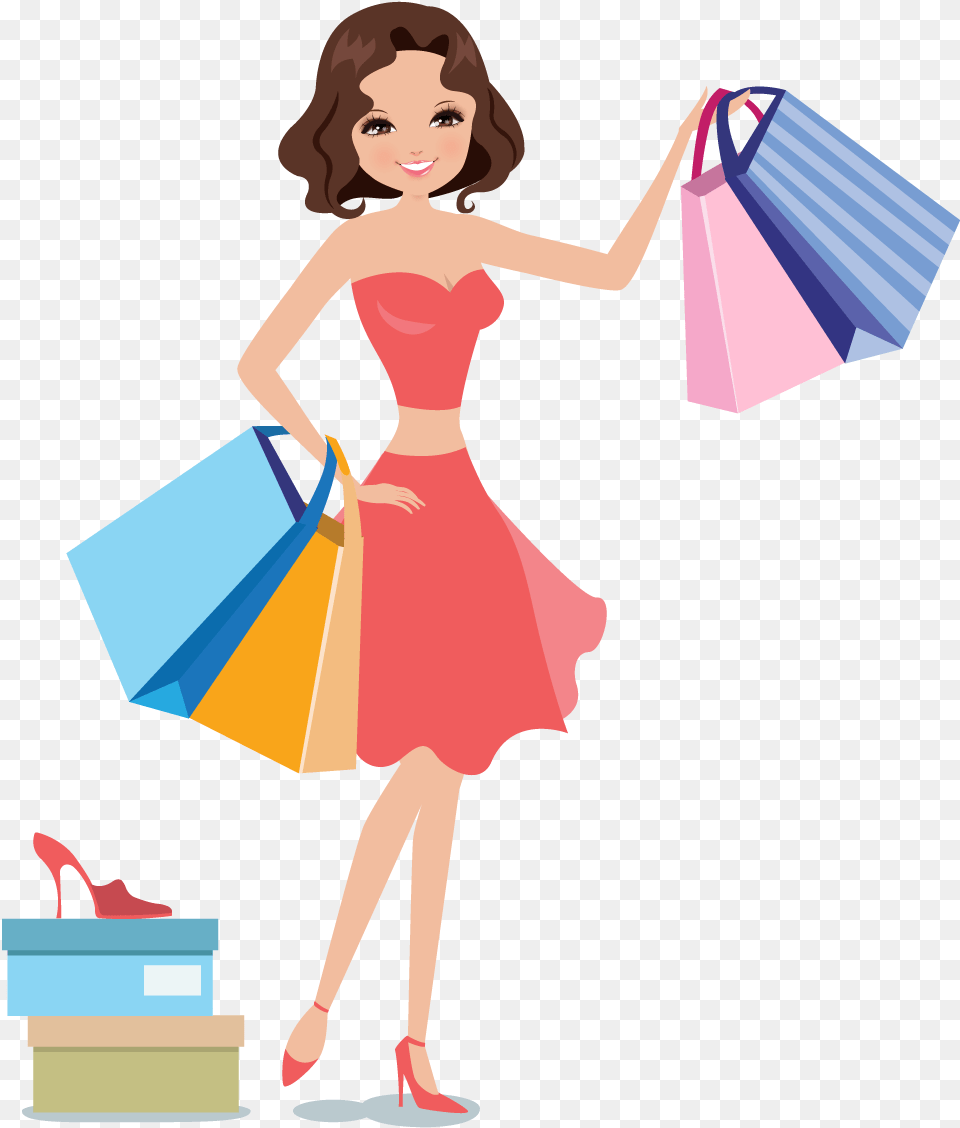 Shopping Woman Icon Girl Shopping Icon, Person, Face, Head, Bag Free Png