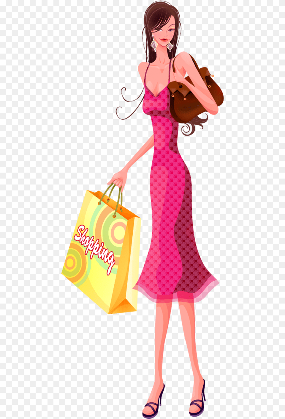Shopping Woman Woman Shopping, Bag, Person, Clothing, Dress Png Image