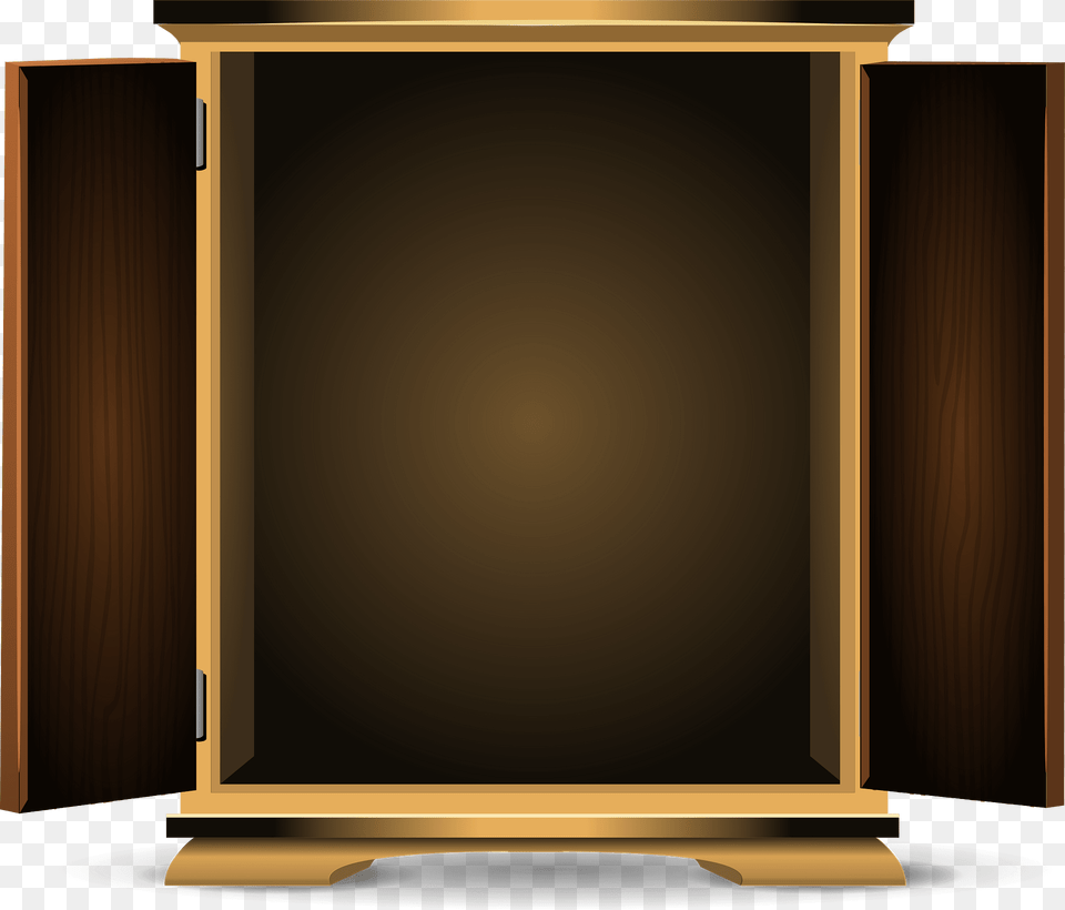 Short Brown Open Doors Cabinet Clipart, Closet, Furniture, Wardrobe, Cupboard Free Png