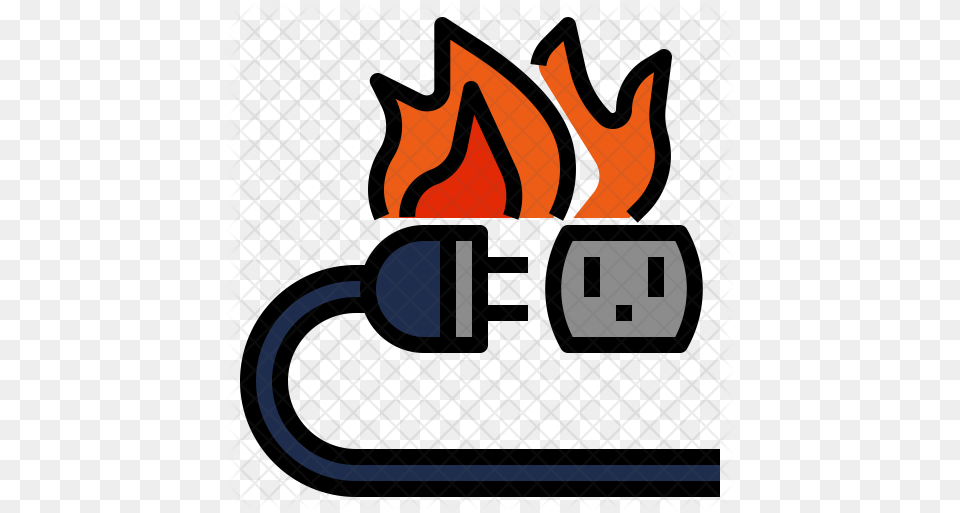 Short Circuit Icon Of Colored Outline Fire Accident Icon, Flame, Blackboard Png