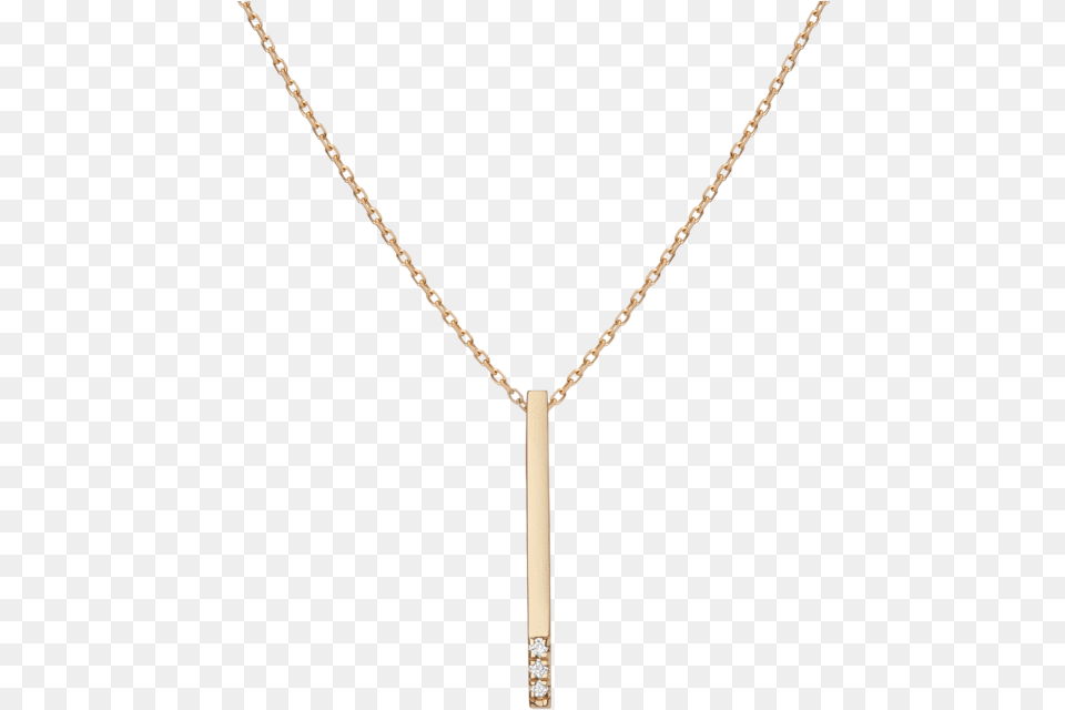 Short Gold Bar Drop Necklace With Diamonds Vertical Gold Bar Necklace With 3 Diamonds, Accessories, Jewelry, Diamond, Gemstone Free Transparent Png