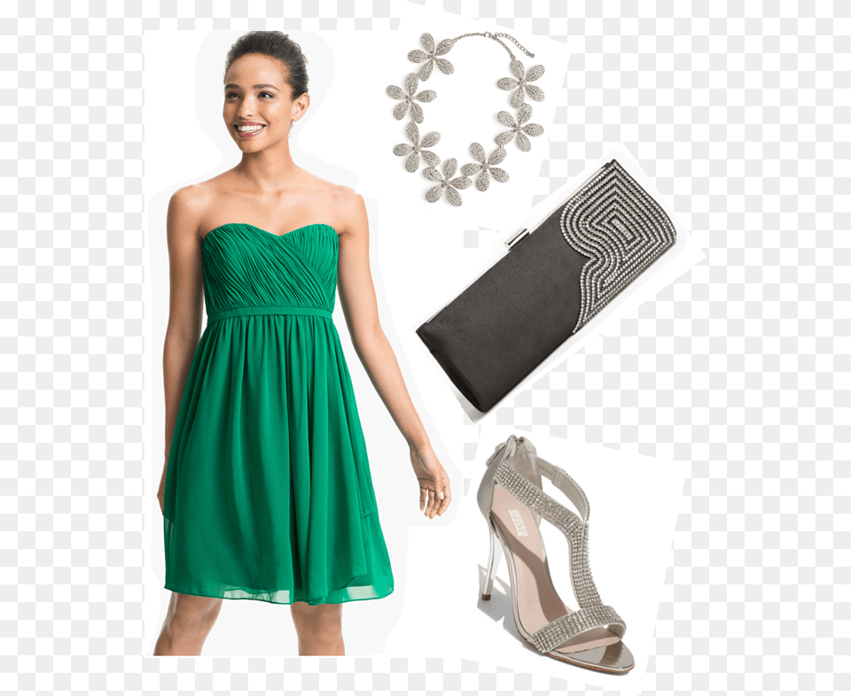 Short Green Strapless Dress, Footwear, Shoe, Clothing, Evening Dress Free Transparent Png