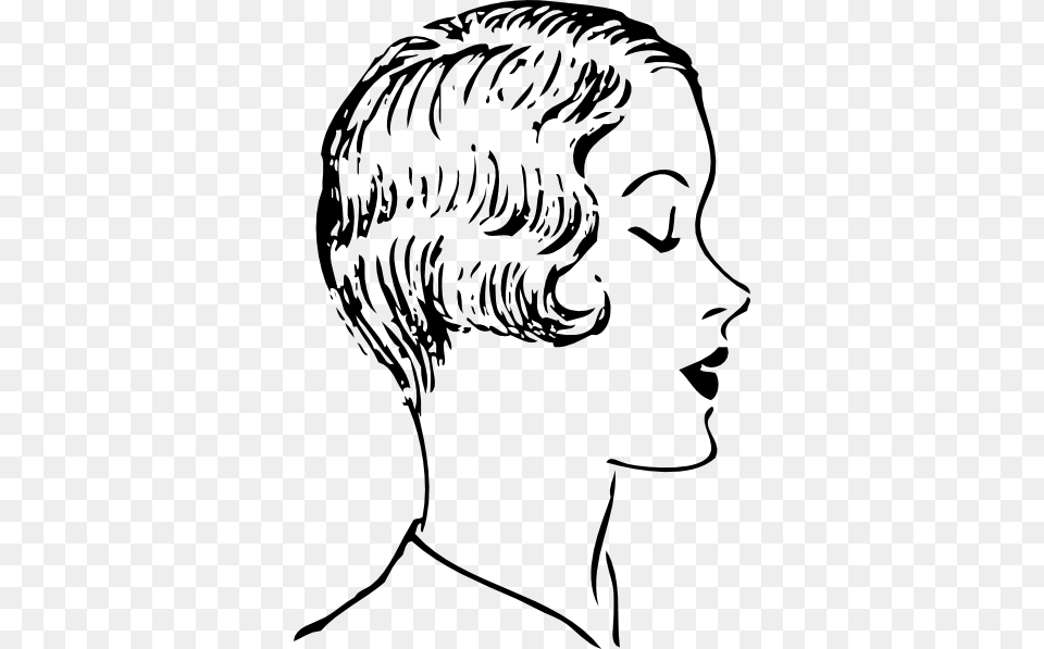 Short Hair Clipart Hairstyle Cut Hair Clip Art Black And White, Drawing, Adult, Person, Female Free Png