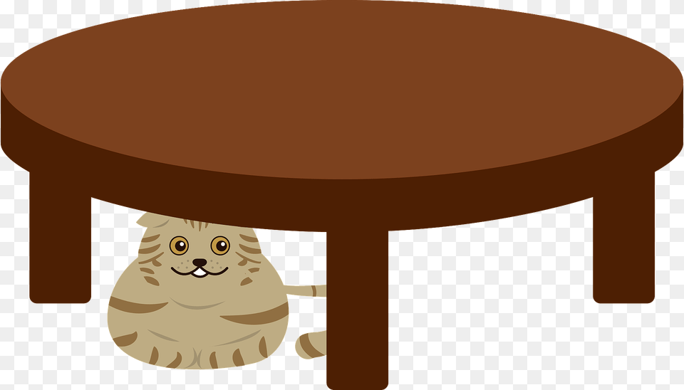 Short Legged Table With Cat Underneath Clipart, Coffee Table, Furniture, Dining Table, Face Free Png
