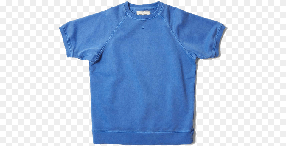 Short Sleeve Crew Neck Sweatshirt Washed Blue Short Sleeve, Clothing, T-shirt Free Png