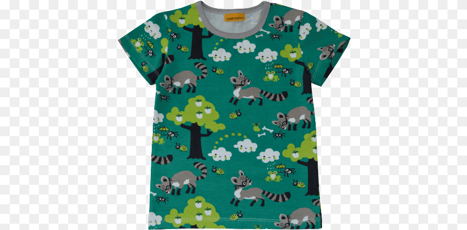 Short Sleeve Shirt Generous Fit For Kids Raccoon Paita, Clothing, T-shirt, Applique, Pattern Free Transparent Png