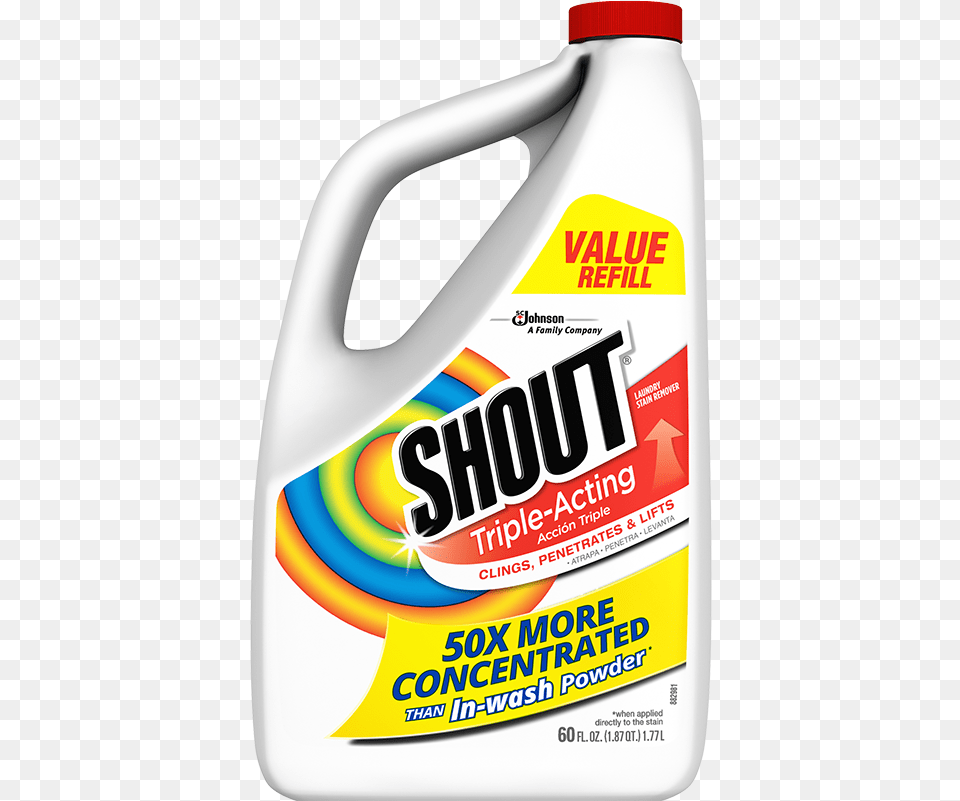 Shout Triple Acting Stain Remover 60 Ounce Refill Shout Triple Acting Stain Remover 60 Oz Bottle, Food, Ketchup Png Image